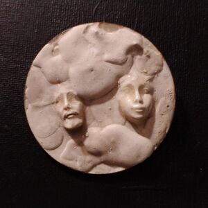 Artisan Spooky Ethereal Brutalist Sculpted Brooch Couple
